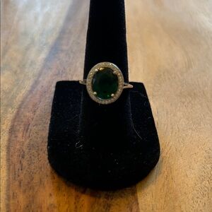 Elegant Green Stone Silver Ring